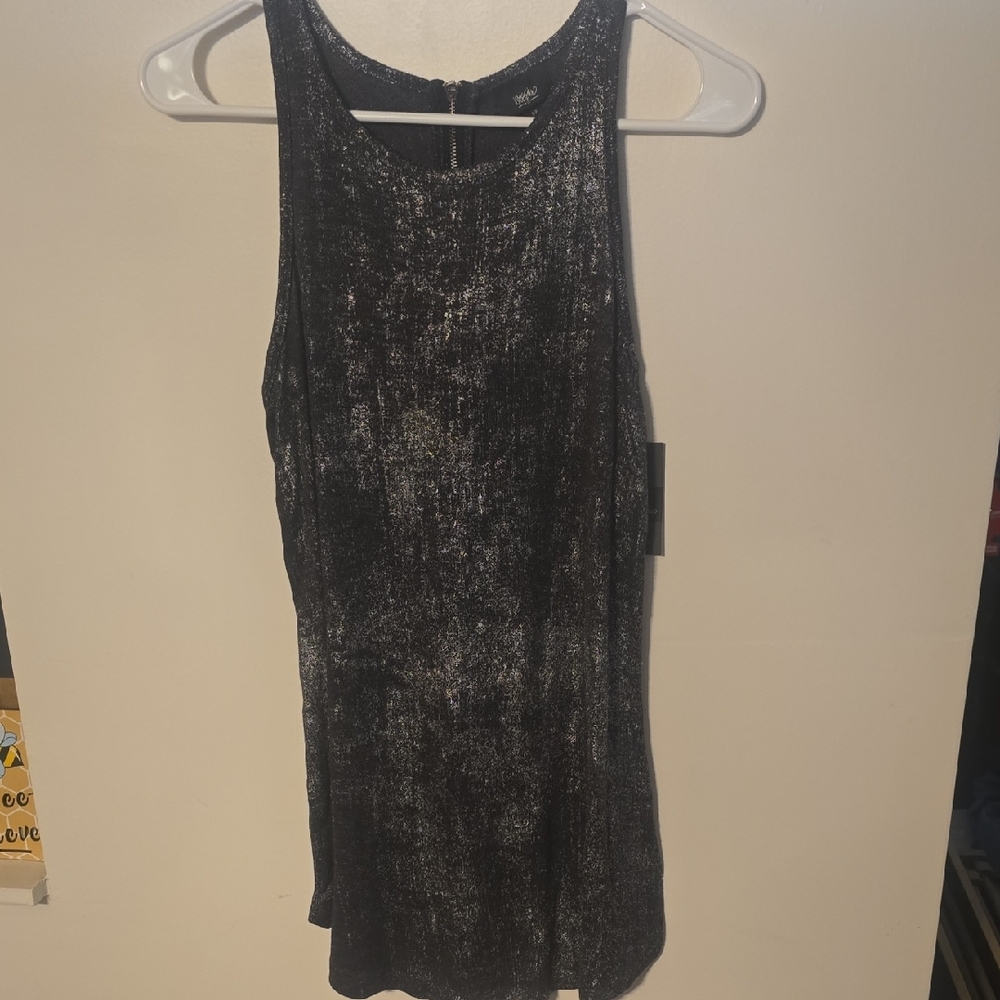 Massimo Black Sequin Tank Top Zipper Back